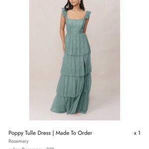 Revelry Poppy Tulle Dress - Tiered Ruffle Maxi Dress in Rosemary Green